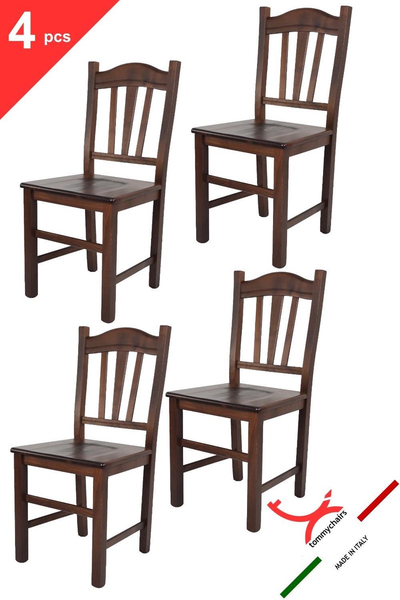 Tommychairs Silvana - Eetkamerstoelen - Set van 4 - Walnoot - Hout