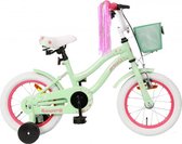 Kinderfiets - Flower - 14 inch - 22 cm - Met terugtraprem - Met zijwieltjes - Groen