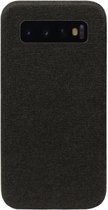 ADEL Kunststof Back Cover Hardcase Hoesje Geschikt voor Samsung Galaxy S10 Plus - Stoffen Design Zwart