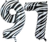 Folieballon 97 jaar zebra 86cm