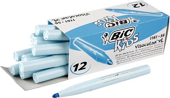 Viltstiften BIC kids visacolor XL Ecolutions geel, 12 stuks