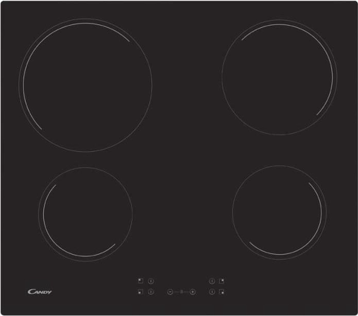 CANDY CH64CCB - Keramische kookplaat - 4 gebieden - 6500 W - B 56 x D 49 cm - Glascoating - Zwart