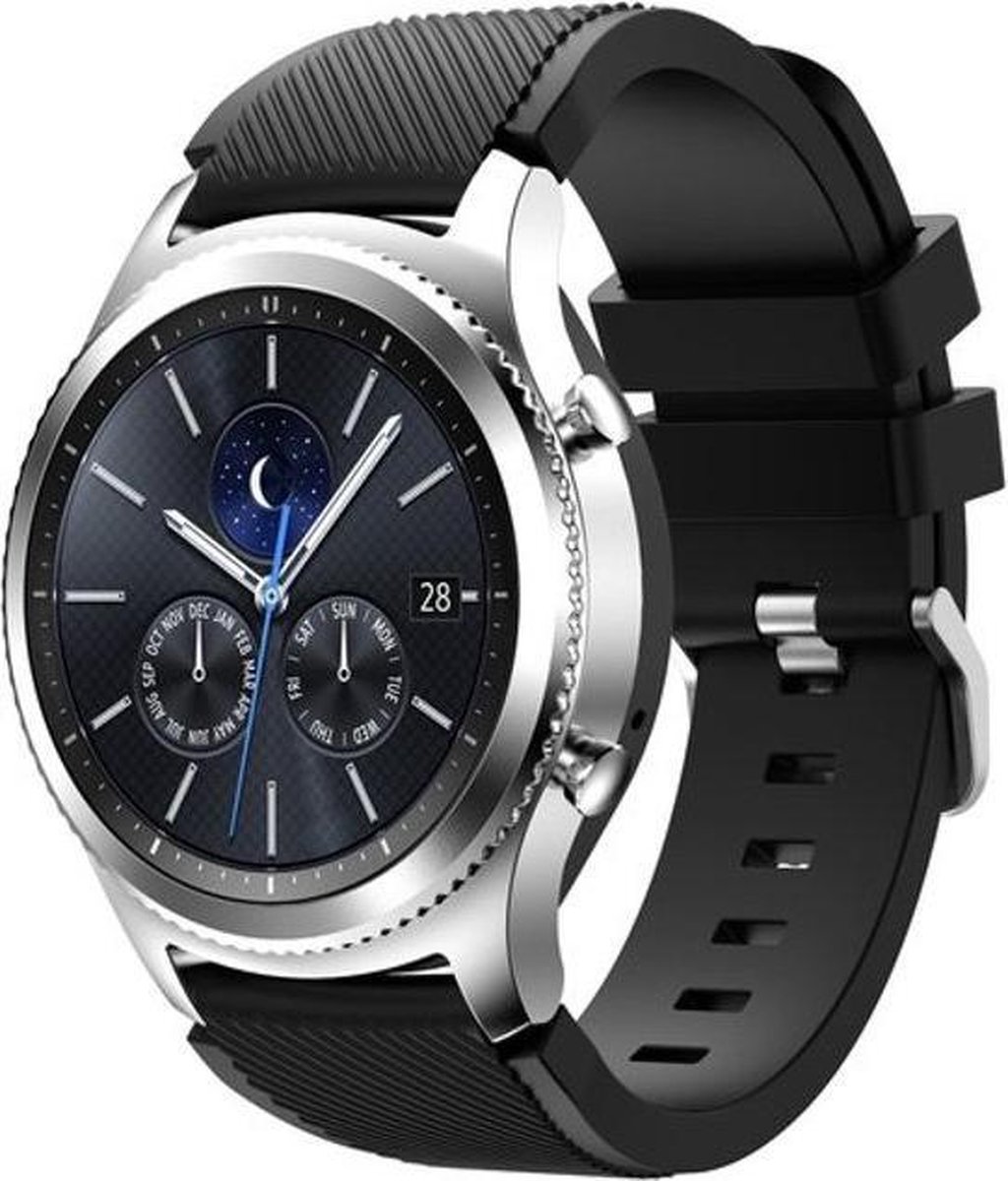 geschikt voor Samsung Galaxy Watch siliconen bandje 45mm / 46mm - zwart