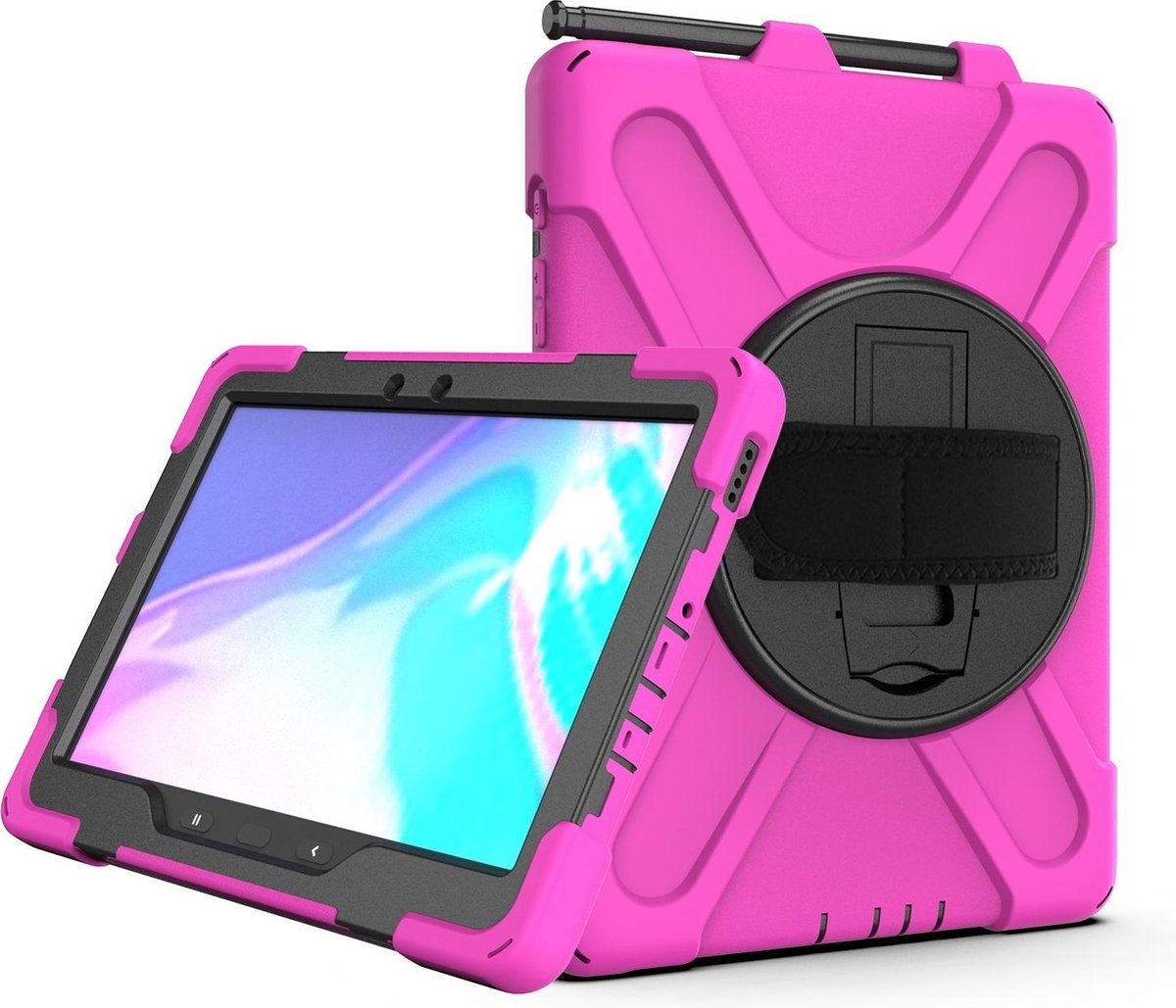 Samsung Galaxy Tab Active Pro Cover Hand Strap Armor Case Magenta bol