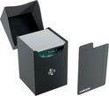 Zwarte deckbox met kaarten erin, deksel open. Een zwarte kaarthouder ligt ernaast. 'Obscurium' is zichtbaar.