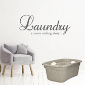 Laundry A Never Ending Story -  Donkergrijs -  160 x 64 cm  -  engelse teksten  wasruimte  alle - Muursticker4Sale