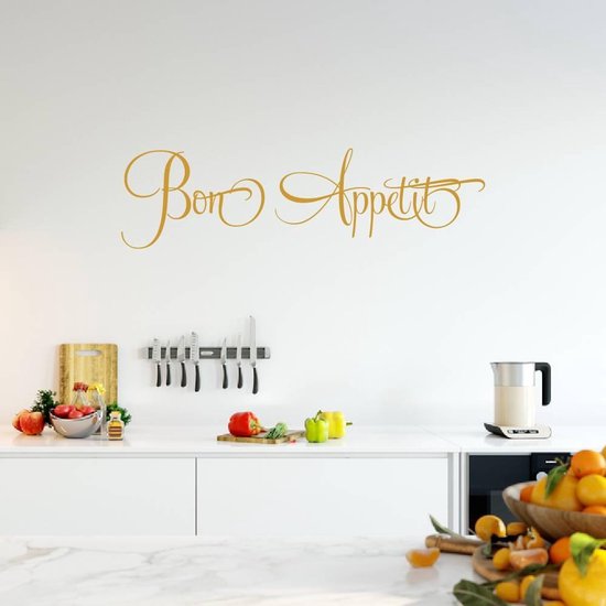Muursticker Bon Appetit | Keuken | Muurtekst | Franstalig | Eet Smakelijk - Goud - 80 x 22 cm - keuken alle