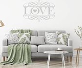 Muursticker Love Sier -  Lichtgrijs -  100 x 71 cm  -  woonkamer  slaapkamer  engelse teksten  alle - Muursticker4Sale