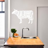 Muursticker Koe Met Benaming -  Wit -  160 x 107 cm  -  keuken  engelse teksten  alle muurstickers  dieren - Muursticker4Sale