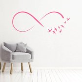 Muursticker Infinity Met Vogels - Roze - 80 x 32 cm - woonkamer slaapkamer