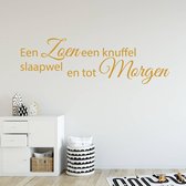 Muursticker Een Zoen Een Knuffel Slaapwel En Tot Morgen -  Goud -  160 x 48 cm  -  baby en kinderkamer  nederlandse teksten  alle - Muursticker4Sale