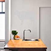 Muursticker Koe Met Benaming - Lichtgrijs - 80 x 53 cm - keuken engelse teksten dieren
