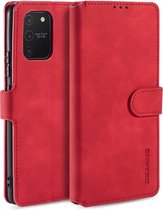 Voor Galaxy A91 / S10 Lite DG.MING Retro Oil Side Horizontal Flip Case met houder & kaartsleuven & portemonnee (rood)