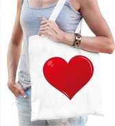 Hart voor de zorg katoenen cadeau tasje wit voor dames - kado tas / tasje / shopper