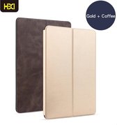 HDD Luxe/Hoesje/Smartcover/Auto Wake Functie/ 2 kleuren in 1 hoesje/ Coffee + Goud geschikt voor Apple iPad 10.2 (2019) MET PEN EN GLASFOLIE