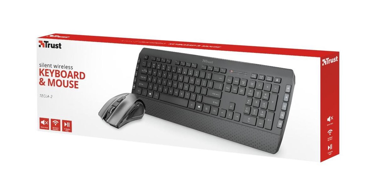 Trust Tecla 2 Draadloos Toetsenbord en Muis QWERTY Trust Tecla 2 Draadloos Toetsenbord en Muis QWERTY