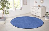 Modern effen vloerkleed rond Nasty - blauw 133 cm rond