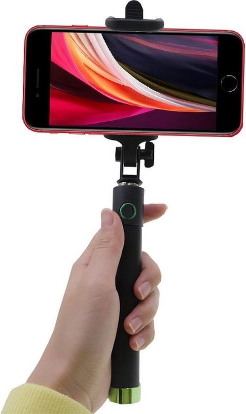 Shop4 - iPhone SE (2022) / iPhone SE (2020) Selfie Stick Bluetooth Groen |  bol.com