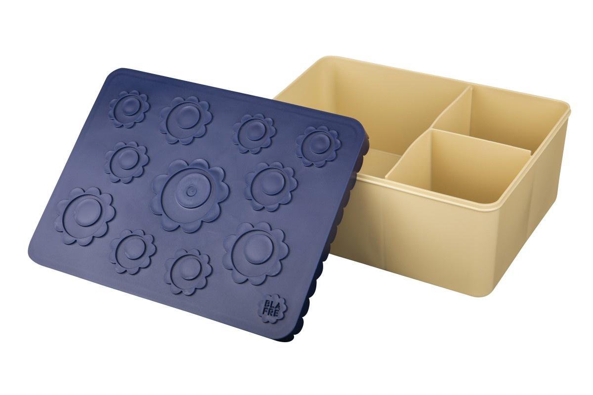 Brooddoos bloemen navy-beige - Blafre