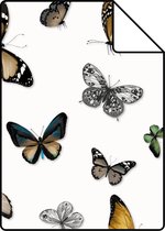 Proefstaal ESTAhome behang vlinders okergeel, groen en bruin - 138509 - 26,5 x 21 cm
