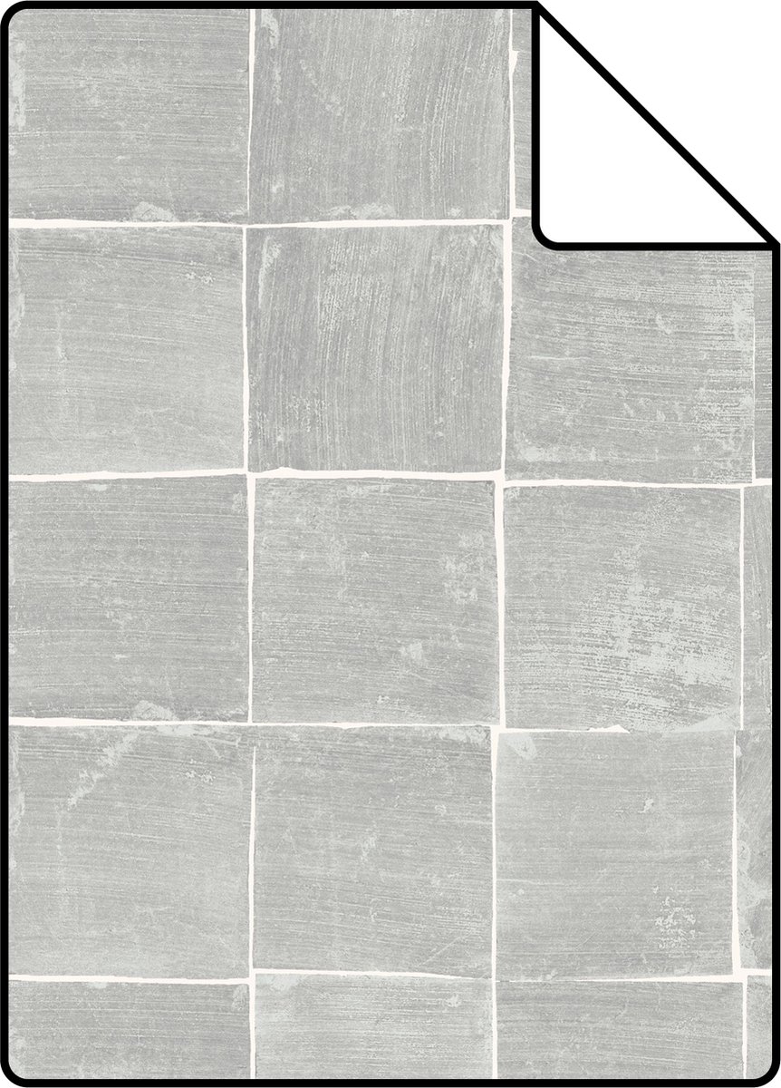 Proefstaal ESTAhome behang tegelmotief grijs - 26.5 x 21 cm - 148317-S