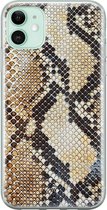 iPhone 11 hoesje siliconen - Snake / Slangenprint bruin | Apple iPhone 11 case | TPU backcover transparant