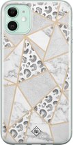 iPhone 11 hoesje siliconen - Stone & leopard print | Apple iPhone 11 case | TPU backcover transparant