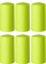 8x Lime groene cilinderkaarsen/stompkaarsen 6 x 8 cm 27 branduren - Geurloze kaarsen lime groen - Woondecoraties