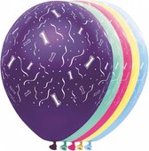 10x stuks Helium ballonnen leeftijd 1 jaar verjaardag thema - Feestartikelen/versiering