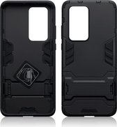 Qubits - Double Armor Layer hoes met stand - Geschikt voor Huawei P40 Pro - Zwart
