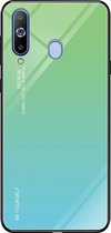 Voor Galaxy A8s Gradient Color Glass Case (Sky Blue)