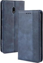 Magnetische gesp retro gekke paard textuur horizontale flip lederen case voor Nokia 2.2, met houder en kaartsleuven en fotolijst (blauw)