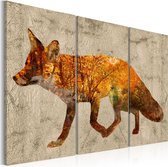 Schilderijen Op Canvas - Schilderij - Fox in The Wood 120x80 - Artgeist Schilderij