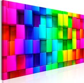 Schilderijen Op Canvas - Schilderij - Colourful Cubes (1 Part) Narrow 135x45 - Artgeist Schilderij
