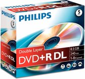 Philips DVD+R - 8,5GB - Dubbellaags - Speed 8x - Jewelcase - 5 stuks