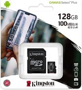 Kingston Micro SD Card Canvas 128 Go - Classe 10 + Adaptateur SD + Lecteur de carte USB 2.0 tout en 1 avec LED