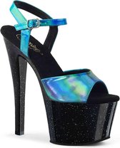 Pleaser Sandaal met enkelband, Paaldans schoenen -36 Shoes- SKY-309HG Paaldans schoenen Zwart/Blauw