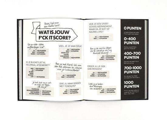 F*CK IT LIST BOOK - Wat is jouw F*ck it score? Opunten, 0-400 punten, 400-700 punten, 700-1000 punten, 1000 punten.