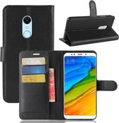 Voor Geschikt voor Xiaomi Redmi 5 Plus Litchi Texture Horizontal Flip Leather Case met houder & kaartsleuven & portemonnee (zwart)
