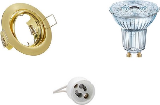 LED Spot Set - OSRAM Parathom PAR16 927 36D - GU10 Fitting - Dimbaar - Inbouw Rond - Mat Goud - 5.5W - Warm Wit 2700K - Kantelbaar Ø83mm