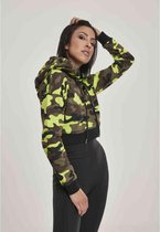 Urban Classics Hoodie/trui -L- Cropped Printed Camo Zwart/Geel