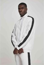 Urban Classics Trainings jacket -2XL- Striped Sleeve Crinkle Wit/Zwart