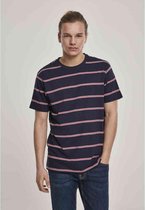 Urban Classics Heren Tshirt -2XL- Yarn Dyed Skate Stripe Blauw/Rood