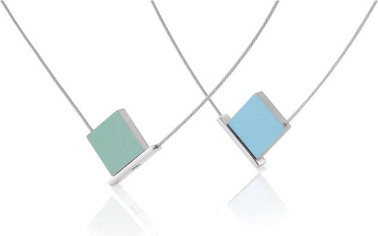 CLIC JEWELLERY STERLING SILVER WITH ALUMINIUM NECKLACE BLUE/GREEN CS001B