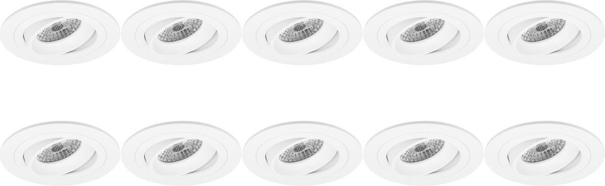 Spot Armatuur 10 Pack - Pragmi Aerony Pro - GU10 Inbouwspot - Rond - Wit - Aluminium - Kantelbaar - Ø82mm