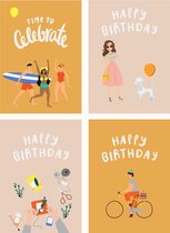Fabrique à la Carte Cartes de vœux Set de 16 cartes d' anniversaire - Auteur d'anniversaire - Blanco