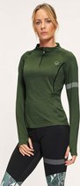 Active Panther T-shirt Julia Solid zip  Army green, dames loopshirt sport training shirt met lange mouwen,