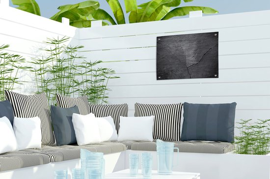 Décoration de Jardin Béton - Zwart - Craquelé - 40x30 cm - Toile de jardin - Affiche extérieure