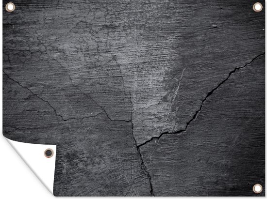 Décoration de Jardin Béton - Zwart - Craquelé - 40x30 cm - Toile de jardin - Affiche extérieure