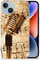 Telefoon Hoesje Geschikt voor iPhone 14 Siliconen Hoesje met Naam Bladmuziek
